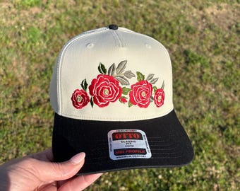 Rose Swag Hat Ball Cap with Adjustable Snap Back