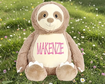 Cubbies Personalized Sloth Stuffed Animal with Removable Cover Custom Embroidered Name on Belly