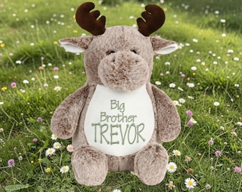 Cubbies Personalized Moose Stuffed Animal with Removable Cover Custom Embroidered Name on Belly