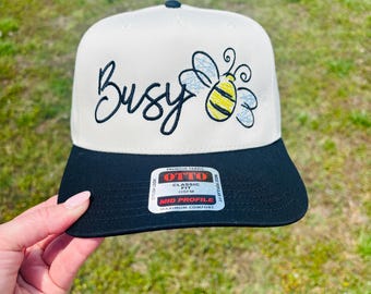 Busy Bee Ball Cap with Adjustable Snap Back Bumble Bee Hat