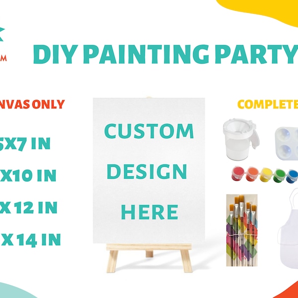 Diy PAINT PARTY Custom Pre Drawn Streched CANVAS any image kit