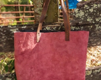 reversible Black and pink Leather Tote Bag
