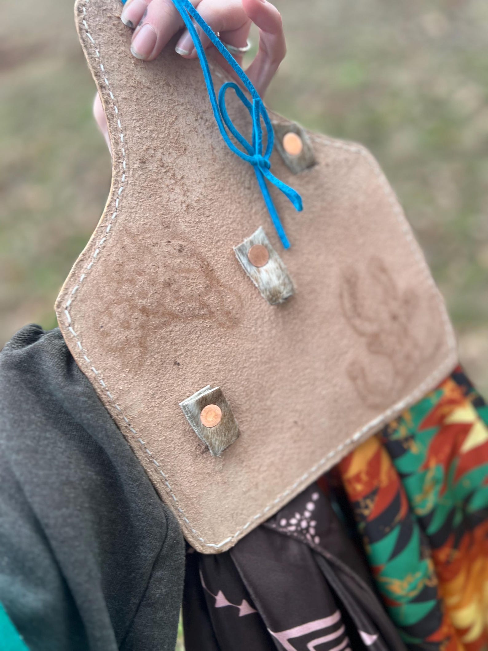 Cow Tag Wild Rag Holder With Cowhide - Etsy