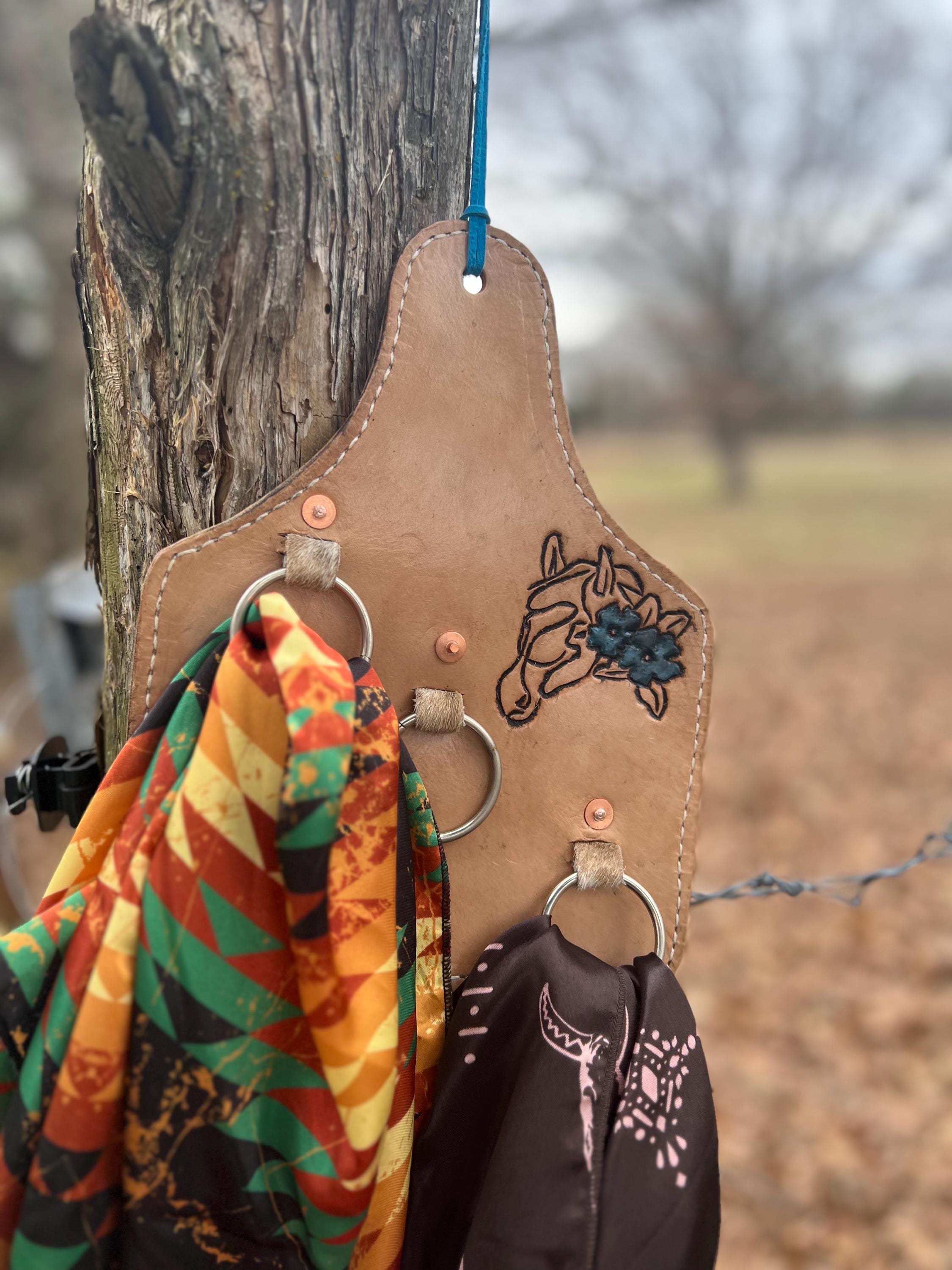 Cow Tag Wild Rag Holder With Cowhide - Etsy