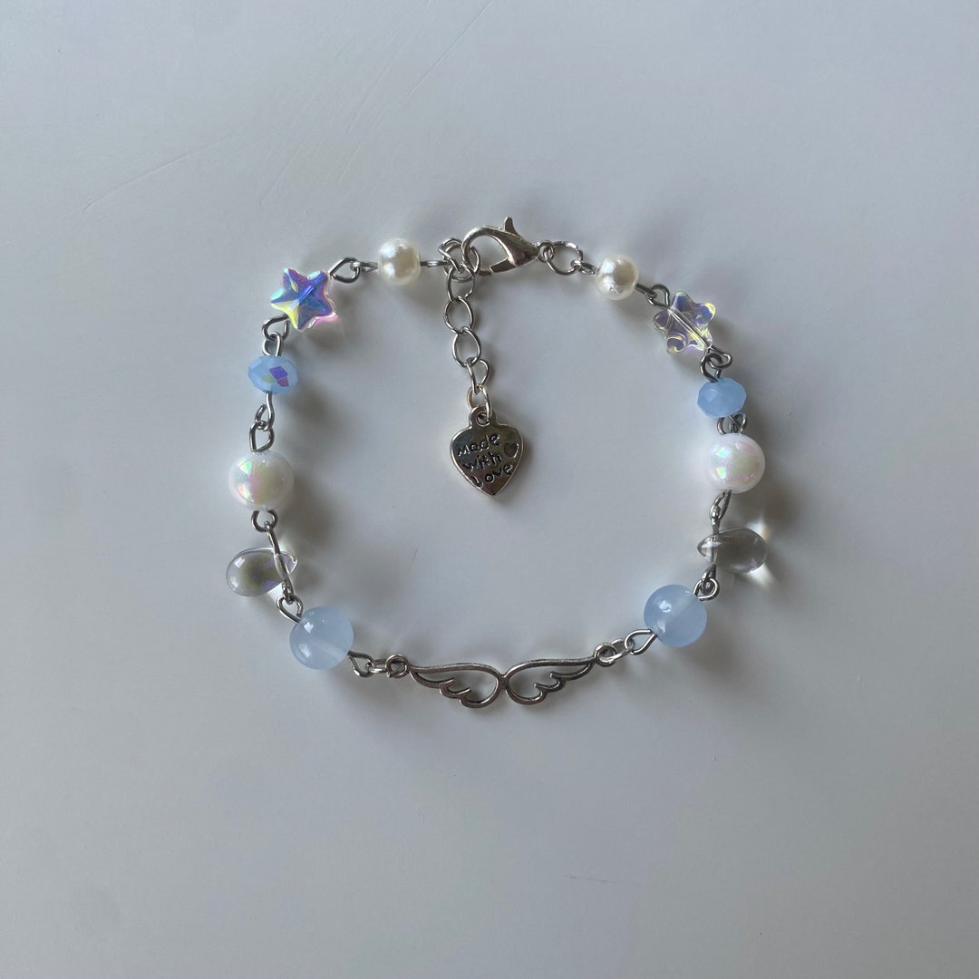 Blue Angel Wing Beaded Bracelet Etsy Canada