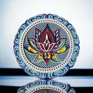 Mandala Lotus Flower 16-Inch Wall Art 3D Layered Wooden Artwork with Vibrant, Handcrafted Details
