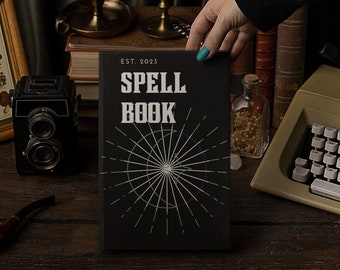 Spell Book Hardcover Journal - Cute Halloween Notebook - Spooky Spell Book