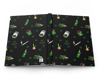 Cute Hardcover Journal - Funny stoner gift - black lined notebook