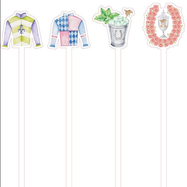 Derby Party- Acrylic Stir Sticks (Kentucky Derby, Run for the Roses, Horse Race, Swizzle Sticks)