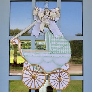 Door Hanger- Sweet Baby in Green (Birth Announcement, Hospital Door Hanger, Baby Shower, Celebrate, Gift)