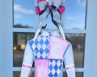 Racing Silk (Pink)- Door Hanger (Kentucky Derby, horse race, Run for the Roses, Jockey)