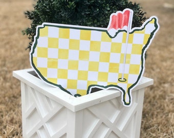 Hole in One- Pot Stake (yard art, watercolor, grandmillenial, The Masters, golf, par-tee)