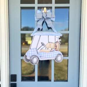 Tee Time- Door Hanger (golfkar, aquarel, krans, golf, Masters, partee)