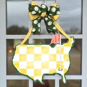 Hole in One- Door Hanger (The Masters, golf tournament, Augusta, spring, golf party). FREE PERSONALIZATION
