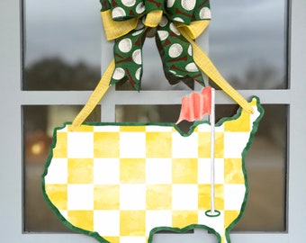 Hole in One- Door Hanger (The Masters, golf tournament, Augusta, spring, golf party). FREE PERSONALIZATION
