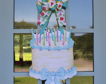 Door Hanger- Let&#39;s Eat Cake (Birthday, Celebrate, Housewarming, Closing Gift, grandmillenial, chinoiserie)