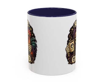 Rise and Grind Rooster Grim Reaper mug | Accent Coffee Mug
