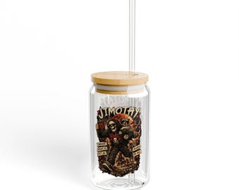 Spooky Skeleton Biker Sipper Glass | 16oz