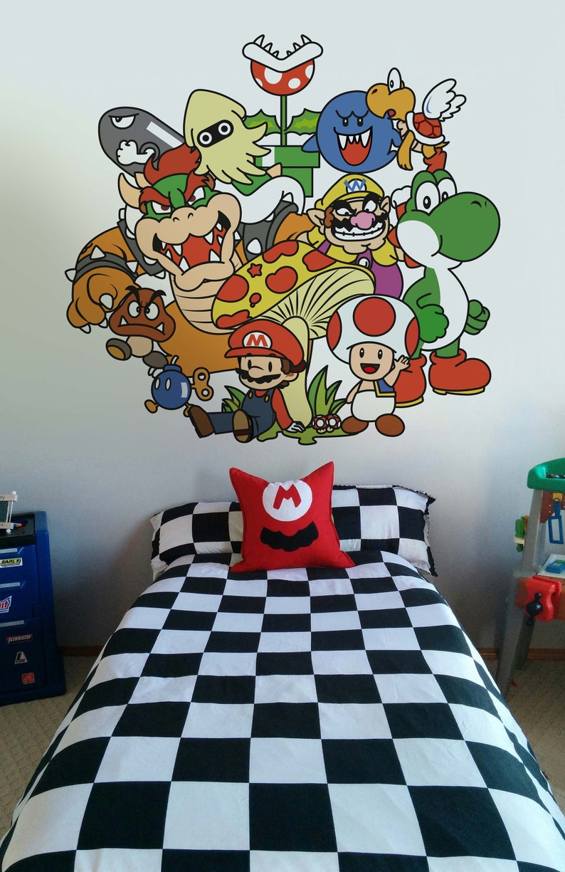 Mario Wall Decals Wall Murals Sticker Wallpaper Etsy