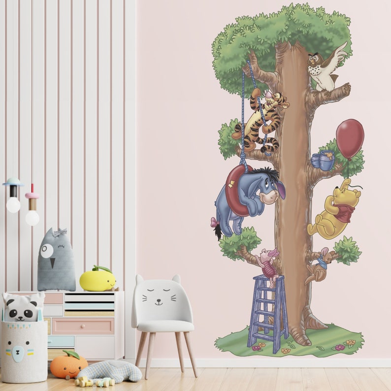 Winnie the Pooh Playing on Tree Wall Decals Wall Murals Etsy