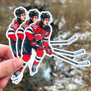 Jack Hughes New Jersey Vinyl Hockey Sticker - Show Your Team Spirit with this High-Quality Decal