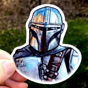 Mandalorian Din Djarin Bounty Hunter Vinyl Sticker - Perfect for Any Star Wars Fan