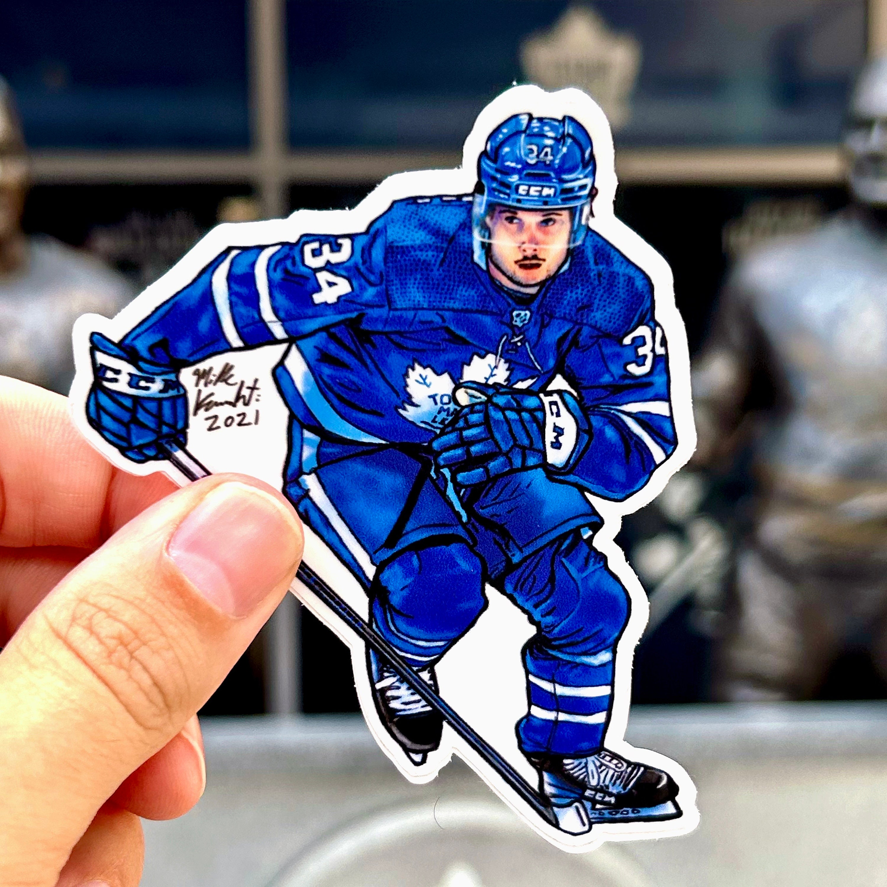 【HOCKEY】 DECAL TEE LIGHT BLUE Auston Matthews Toronto Vinyl Hockey Sticker - Show Your