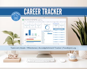 Google Sheets Career Tracker | Goals, Tasks, Accomplishments, and Feedback | Professional Development Brag Book (Digital Download)