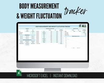 Body Measurement & Weight Loss Tracker in Microsoft Excel. Editable spreadsheet to track daily, weekly, bi-weekly or monthly fluctuations