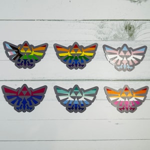 PRIDE Zelda Wingcrest w/ PRIDE Flags Stickers - Vinyl Die-Cut Stickers - The Legend of Zelda - LGBTQ+ Pride Flags