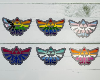 PRIDE Zelda Wingcrest w/ PRIDE Flags Stickers - Vinyl Die-Cut Stickers - The Legend of Zelda - LGBTQ+ Pride Flags