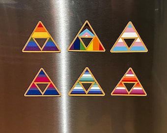 PRIDE Zelda Triforce w/ PRIDE Flags Magnets - Sheet Magnets - The Legend of Zelda - LGBTQ+ Pride Flags