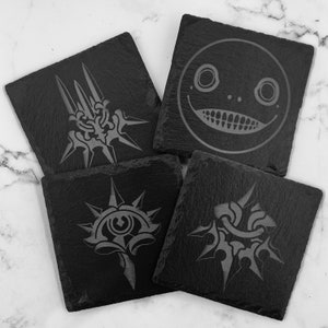 NieR Automata - Square Coasters - Laser Engraved Slate Coaster Set