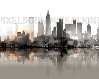 Minimalistisk New York Citys silhuett - AI-genererad digital illustration