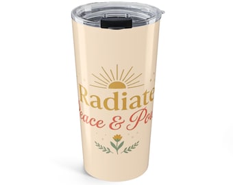 Vaso térmico "Radiate Peace & Power" de 20 oz / Taza de viaje con diseño floral de girasol