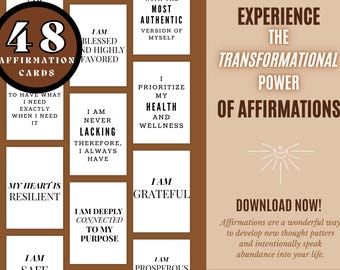 Abundance Affirmation Cards: Self-Love & Manifestation (Printable, Instant Download)