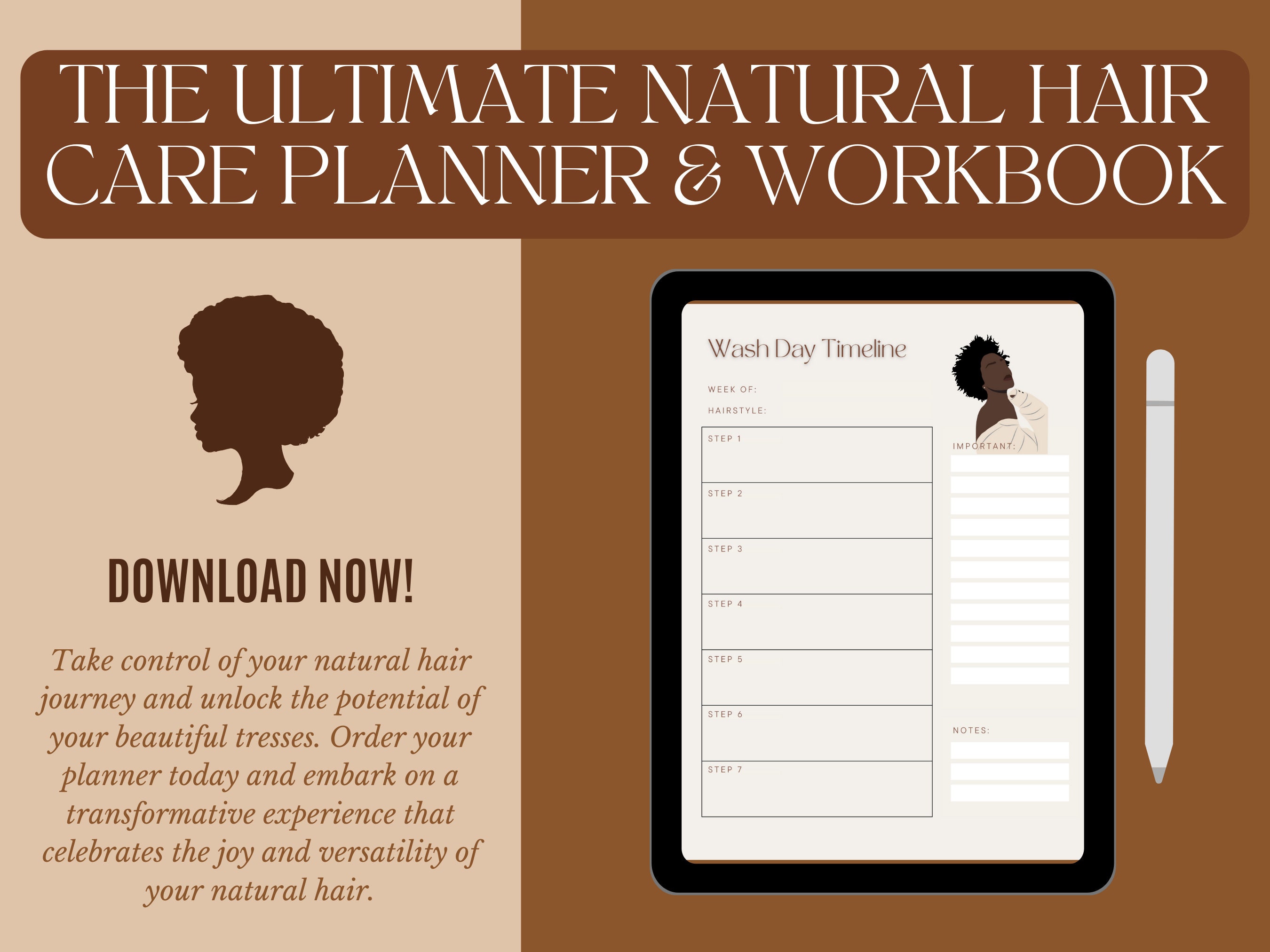 Natural Hair Care Planner &amp; Workbook: Goodnotes Compatible (digital Download) - Etsy