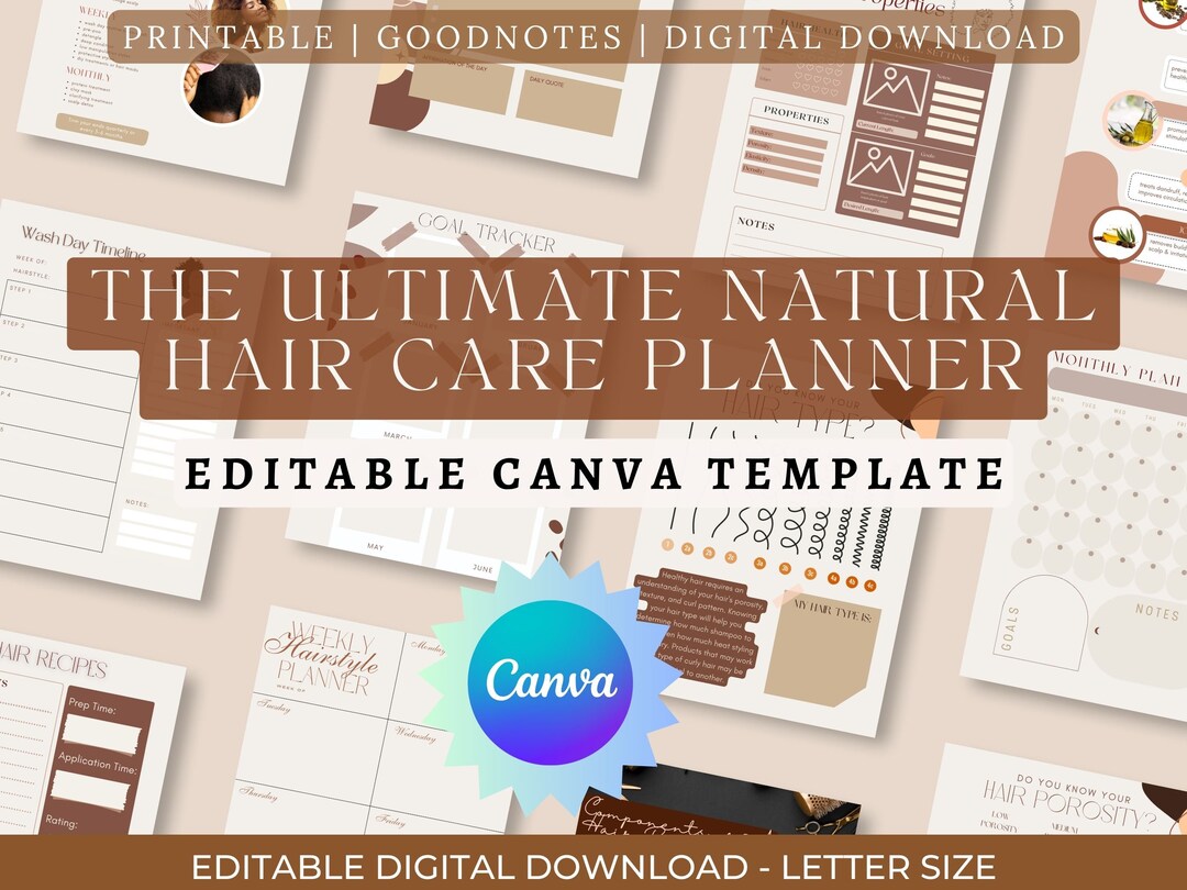 Natural Hair Care Planner: Editable Canva Template (digital Download ...