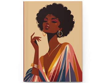 Cuaderno ilustrado de tapa dura de estilo afro chic / Bendecido y muy favorecido