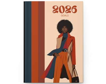 Diario de objetivos 2026 para mujeres / Cuaderno elegante con líneas, planificador de visión