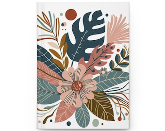 Cuaderno de tapa dura con ilustraciones botánicas florales / Mate