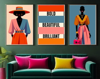 Estampados de moda para mujeres negras: Arte minimalista afrocéntrico (Descarga digital)