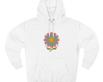 Sudadera con capucha "Caminando con mi propósito" / Diseño retro de flores y paz