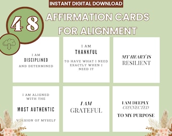 48 Tarjetas de Afirmaciones Positivas / Autoconcepto y Manifestación (Descarga Digital)