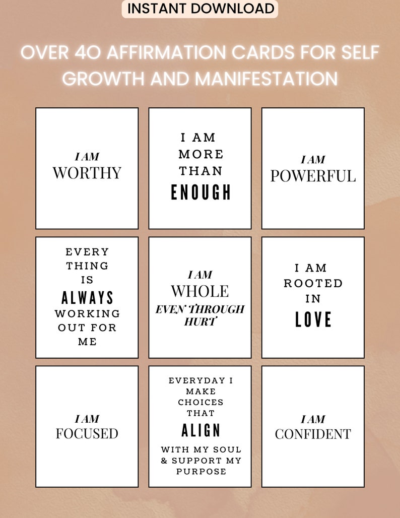40 Positive Affirmation Cards for Self-love Growth and - Etsy