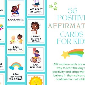 Printable Positive Affirmation Cards For Kids, Children's Encouragement Cards, Kids Motivational Quote Cards, Daily Affirmations Children