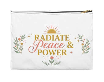 Bolsa para accesorios Radiate Peace & Power / Bolsa de maquillaje con diseño de girasol
