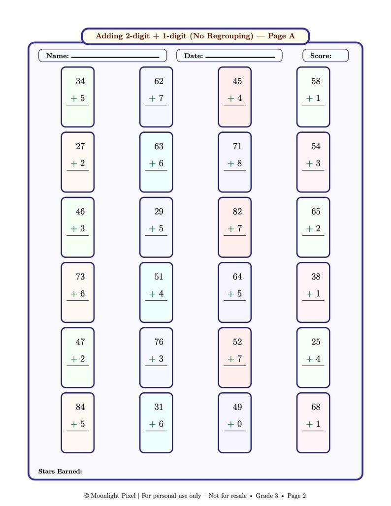 3rd Grade Math Workbook: Addition, Subtraction, Multiplication (2 PDF ...