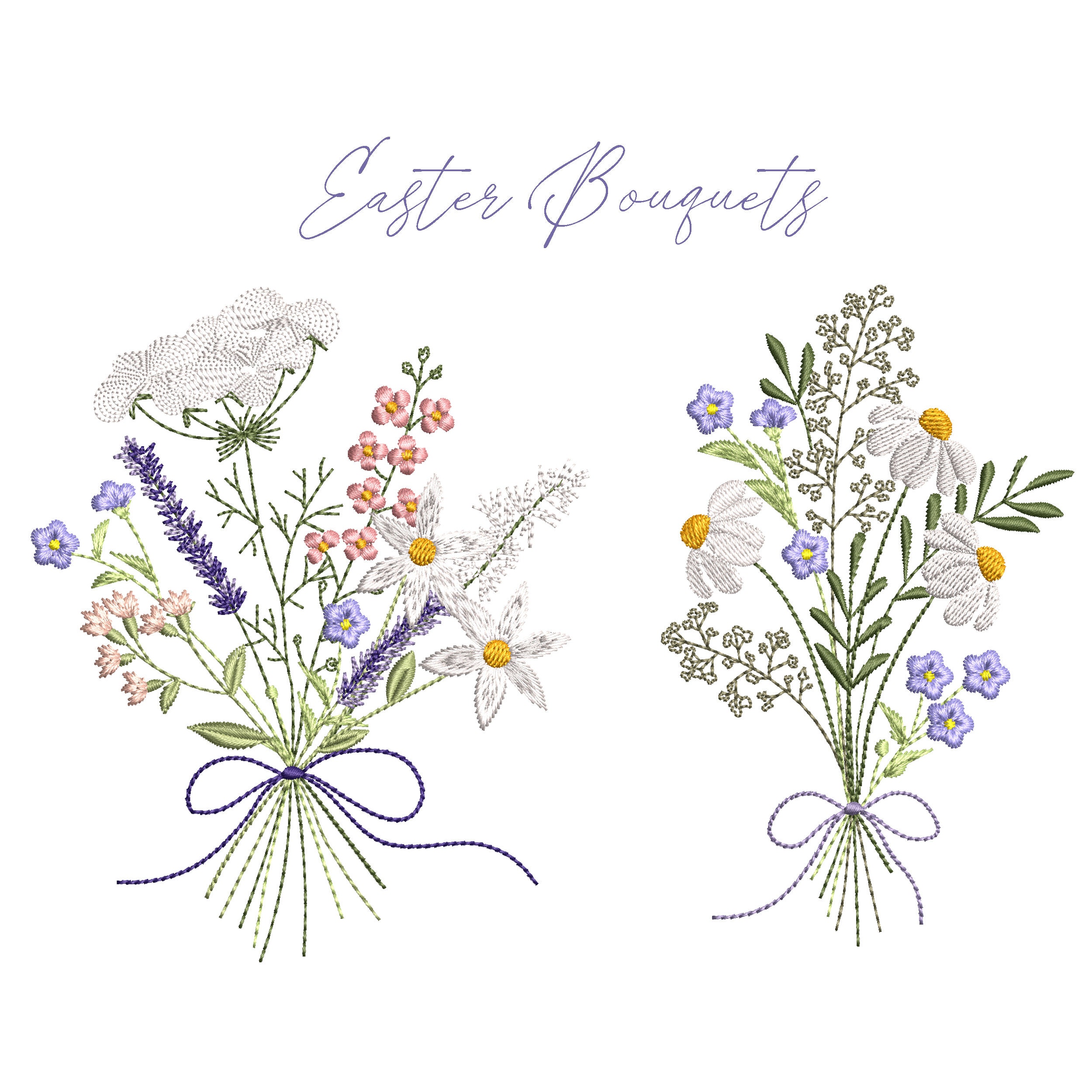 Wild Flower Bouquet Machine Embroidery Design Set 2 Easter - Etsy