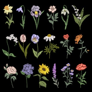 18 Small Flower Machine Embroidery Designs, Mini Floral Botanical ...